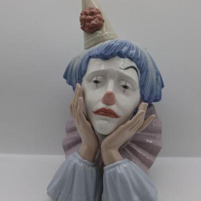 Lladro Porcelain Jester Head Clown Figurine 12"