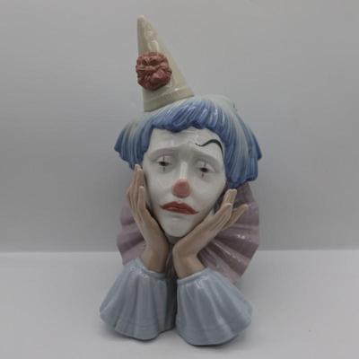 Lladro Porcelain Jester Head Clown Figurine 12"