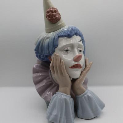 Lladro Porcelain Jester Head Clown Figurine 12"