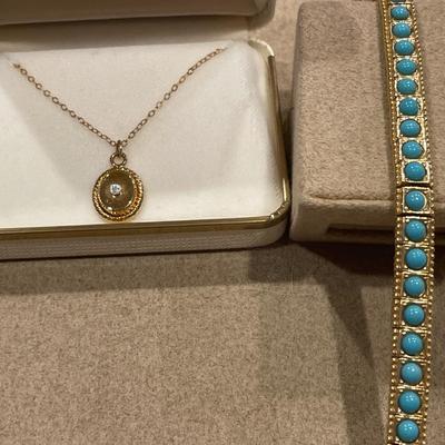 Ciner bracelet & 1/20 14k gf chain with pendant