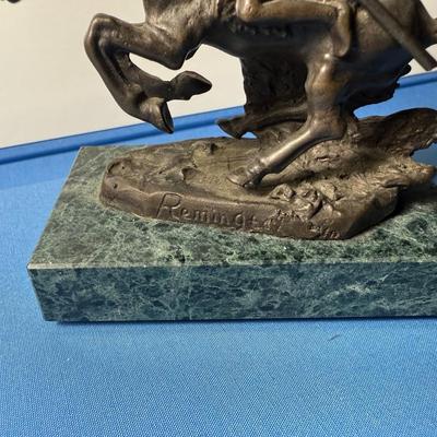 Frederic Remington Solid American Bronze Sculpture Mini Size 3.5" Wide x 4" Tall as Pictured.
