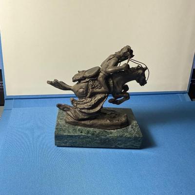 Frederic Remington Solid American Bronze Sculpture Mini Size 3.5" Wide x 4" Tall as Pictured.