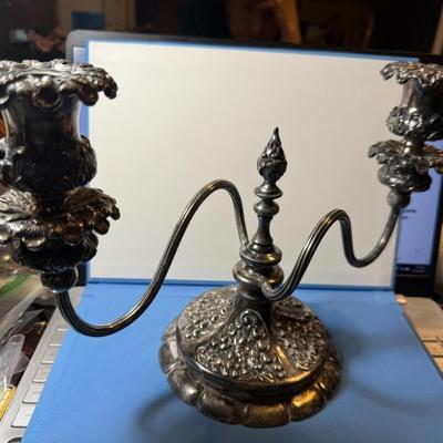 Vintage Wilcox Quadruple Plate 2759 Silverplate 2-Stick Candelabra Silver Plated 8.25" x 12.5" in Good Preowned Condition.