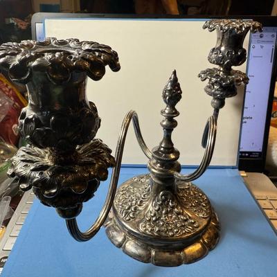 Vintage Wilcox Quadruple Plate 2759 Silverplate 2-Stick Candelabra Silver Plated 8.25" x 12.5" in Good Preowned Condition.