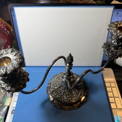 Vintage Wilcox Quadruple Plate 2759 Silverplate 2-Stick Candelabra Silver Plated 8.25" x 12.5" in Good Preowned Condition.