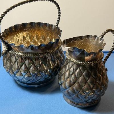 Vintage Rockford Silver Plate Sugar & Creamer Quadruple 1436, & 1437 Pineapple Ruffle Style as Pictured.