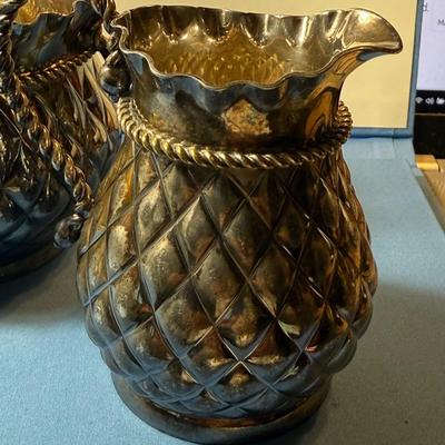 Vintage Rockford Silver Plate Sugar & Creamer Quadruple 1436, & 1437 Pineapple Ruffle Style as Pictured.