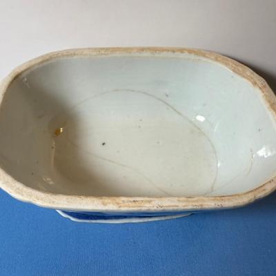 ANTIQUE Canton Ware Porcelain Boar's Head Serving Dish 7"L Qing 19th C. Tureen w/Some Stress Cracks as Pictured.