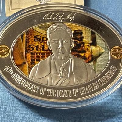 Charles Lindbergh 40th Anniversary Memorial Huge Medal by the American Mint in Excellent Condition as Pictured.