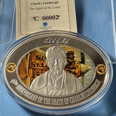 Charles Lindbergh 40th Anniversary Memorial Huge Medal by the American Mint in Excellent Condition as Pictured.