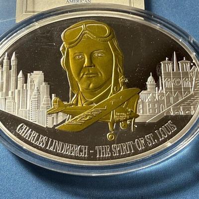 Charles Lindbergh 40th Anniversary Memorial Huge Medal by the American Mint in Excellent Condition as Pictured.