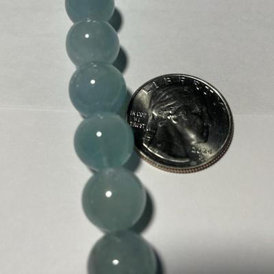 New Never Worn "BBJ" Designer .925 Natural Blue Aquamarine Round Bead Gemstone Necklace 18-20" Long as Pictured.