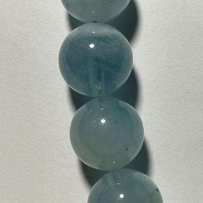 New Never Worn "BBJ" Designer .925 Natural Blue Aquamarine Round Bead Gemstone Necklace 18-20" Long as Pictured.