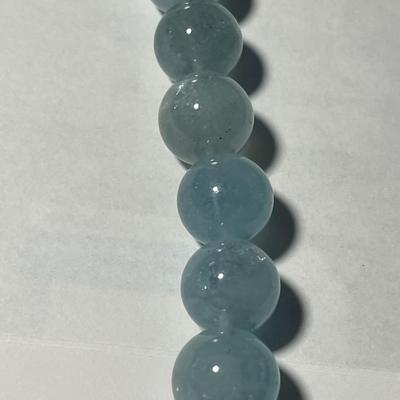 New Never Worn "BBJ" Designer .925 Natural Blue Aquamarine Round Bead Gemstone Necklace 18-20" Long as Pictured.