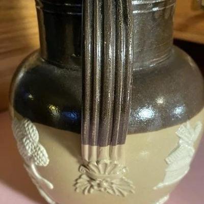 Edwardian Royal Doulton Stoneware Jug/Pitcher Farming Scene, Ca 1905 in VG Preowned Condition 5.75" Tall.