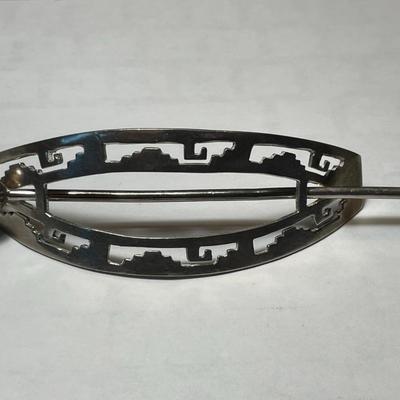 Vintage Large Sterling Silver TAXCO Jewelry Hair Bun Barrette Hair Holder in VG Preowned Condition.