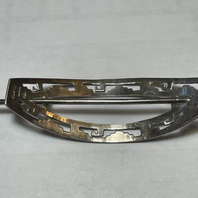 Vintage Large Sterling Silver TAXCO Jewelry Hair Bun Barrette Hair Holder in VG Preowned Condition.