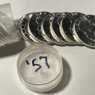 Choice BU Roll of (20) 1957 Brilliant UNCIRCULATED FRANKLIN 90% Silver Half Dollars Original!