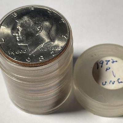 Scarce Roll of (20) 1982-P Uncirculated Condition KENNEDY Half Dollars! (No Mint Set Issued Year).