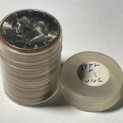 Scarce Roll of (20) 1982-P Uncirculated Condition KENNEDY Half Dollars! (No Mint Set Issued Year).