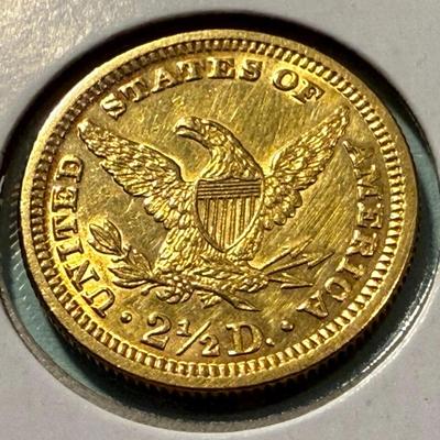 1891 Double Die Reverse AU Condition/Cleaned QUARTER Eagle Gold 2.50 as Pictured.