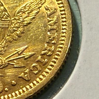 1891 Double Die Reverse AU Condition/Cleaned QUARTER Eagle Gold 2.50 as Pictured.