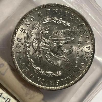 Vintage ANACS Old School Photo Grade 1884-O Uncirculated Morgan Silver Dollar as Pictured.