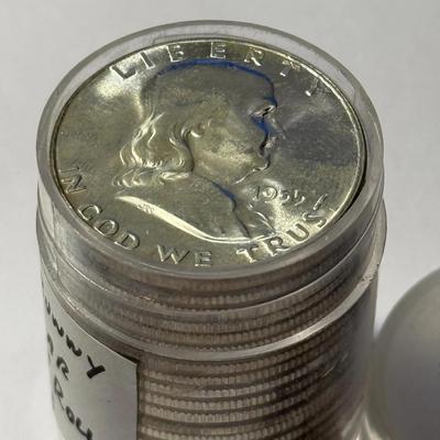 Choice BU Condition Roll of (20) 1955 Silver Franklin Half Dollars w/3-Bugs Bunny Halves Included with the 20 Coins.