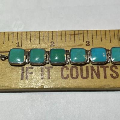 Vintage Acleoni Classic Southwest Turquoise 7-8" Adjustable Bracelet Color Varies from a Clear Powder Blue to a Bluish/Green...