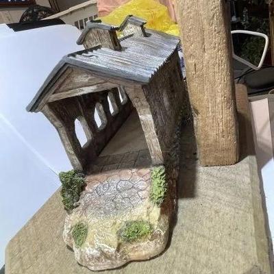 Vintage Amish Wood & Resin Hand Made Horse Buggy/Covered Bridge Scene 10.50" x 15.50" on Repurposed Wood as Pic'd.
