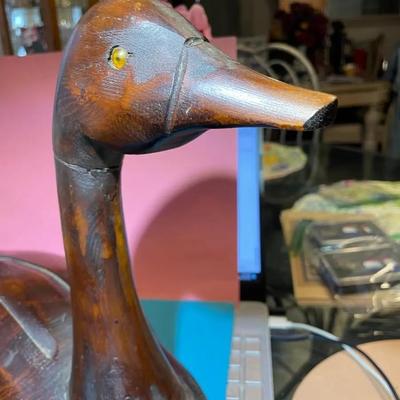 Vintage Mid-Century Carved Wooden Canadian Geese #2 Made in Canada 15.5" Long & 12" Tall in Good Preowned Condition.