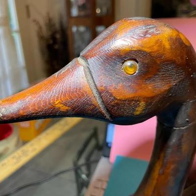 Vintage Mid-Century Carved Wooden Canadian Geese #2 Made in Canada 15.5" Long & 12" Tall in Good Preowned Condition.