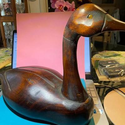 Vintage Mid-Century Carved Wooden Canadian Geese #2 Made in Canada 15.5" Long & 12" Tall in Good Preowned Condition.
