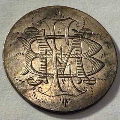 1824 Capped Bust Half Dollar "BME" Initialed Love Token in Very Fine Condition as Pictured.