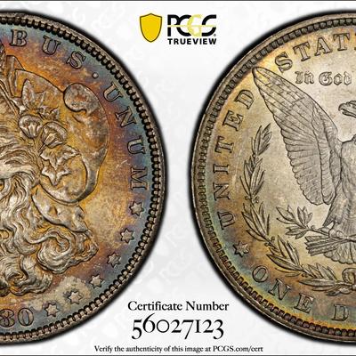 PCGS Certified 1880-P MS64 Gorgeous Rim TONED Morgan Silver Dollar as Pictured.