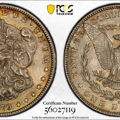PCGS Certified 1879-S MS66 Gorgeous TONED Morgan Silver Dollar as Pictured.