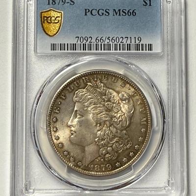 PCGS Certified 1879-S MS66 Gorgeous TONED Morgan Silver Dollar as Pictured.