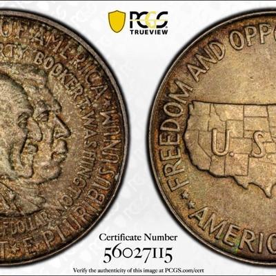 PCGS Certified 1952 MS66 100% Toned Washington/Carver Silver Half Commemorative Half Dollar.