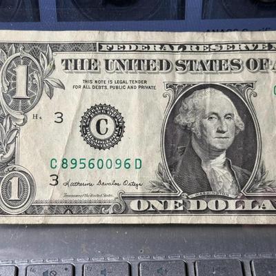 Series of 1985 Federal Reserve Banknote "Corner Gutter Fold Error" in Circulated Condition as Pictured.