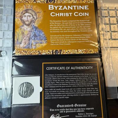 Ancient Byzantine Coin of JESUS CHRIST 10th & 11th Century w/COA, History, & Album by Apmex as Pictured.