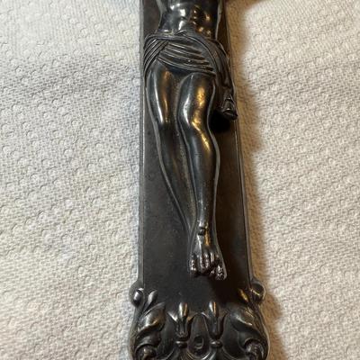 Vintage Crucifix Casket Cross Heavy 7" x 11.5" Tall in Good Preowned Condition.