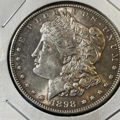 1898-P AU/UNCIRCULATED TONED CONDITION MORGAN SILVER DOLLAR (COIN #3).