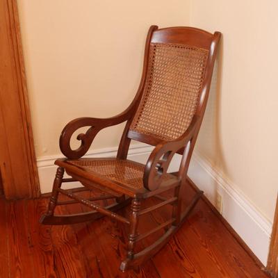 Mahogany and Cane Rocking Chair