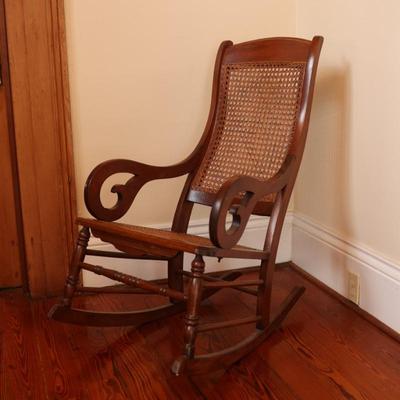Mahogany and Cane Rocking Chair