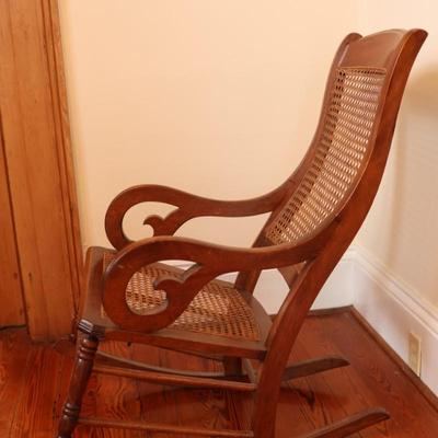 Mahogany and Cane Rocking Chair