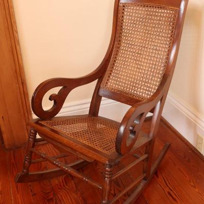 Mahogany and Cane Rocking Chair
