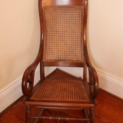 Mahogany and Cane Rocking Chair