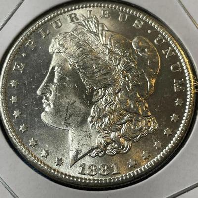1881-S UNCIRCULATED CONDITION MORGAN SILVER DOLLAR (COIN #5).