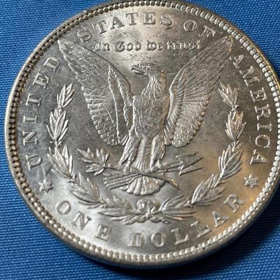 1890-P UNCIRCULATED CONDITION MORGAN SILVER DOLLAR (COIN #7).