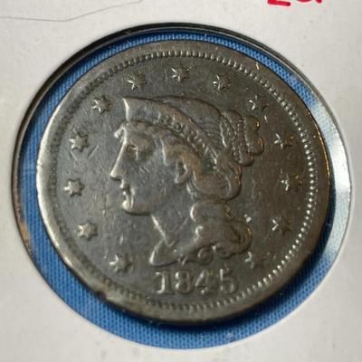 1845 CIRCULATED CONDITION U.S. LARGE CENT AS PICTURED.